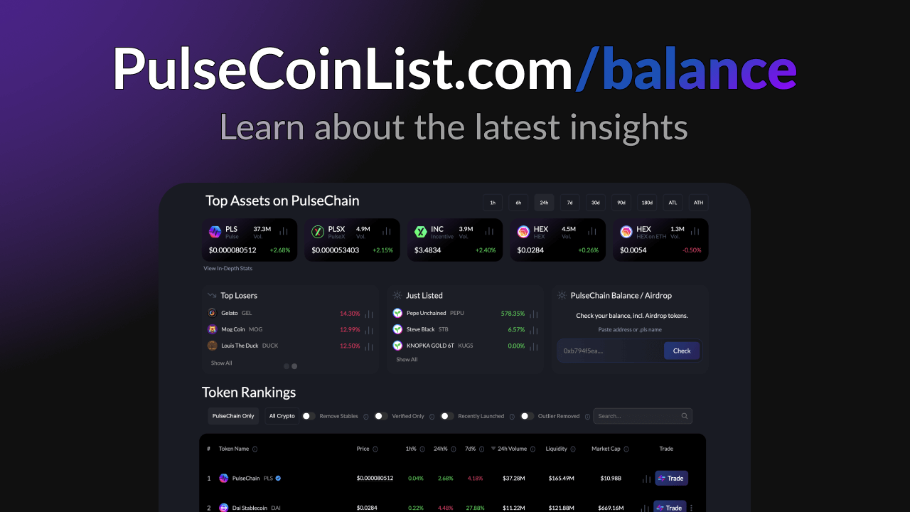 PulseChain Airdrop & Balance Checker | Check PLS Balance Free