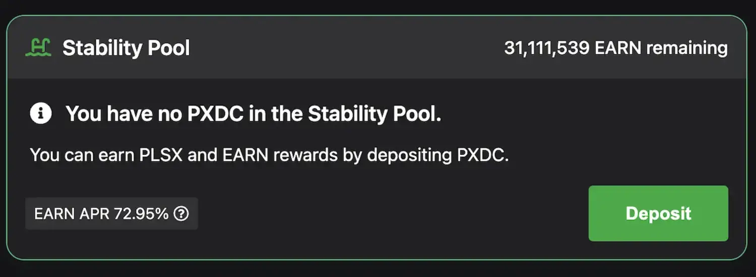 A section of a user interface for a "Stability Pool"