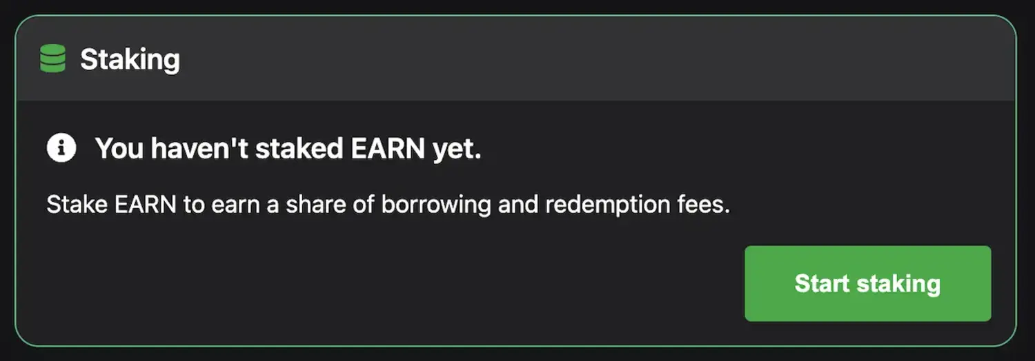 A section of a user interface for "Staking"