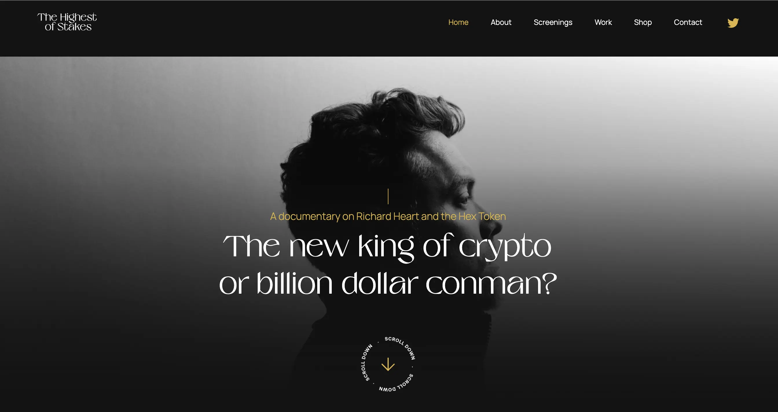 The Highest of Stakes website featuring Richard Heart